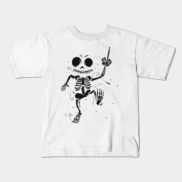 Dancing Skull Kids T-Shirt by Whatastory